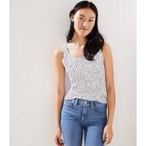 Ann Taylor LOFT polkadot tank top white black med
